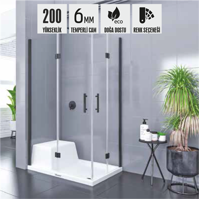 SHOWER PLACE 2 Sabit 2 Açılır Dikdörtgen Tekne Üzeri Kabin