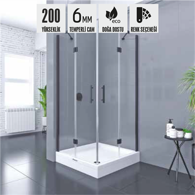 SHOWER PLACE 2 Sabit 2 Açılır Kare Tekne Üzeri Kabin