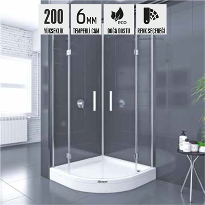 SHOWER PLACE 2 Sabit 2 Açılır Oval Tekne Üzeri Kabin