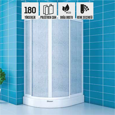 SHOWER PLATON 2 Sabit 2 Çalışır Asimetrik Tekne Üzeri Polistren Kabin