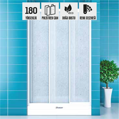 SHOWER PLATON İki Duvar Arası 1 Sabit 2 Çalışır Tekne Üzeri Polistren Kabin