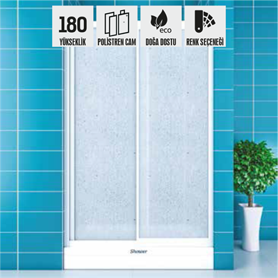 SHOWER PLATON İki Duvar Arası 1 Sabit 1 Çalışır Tekne Üzeri Polistren Kabin