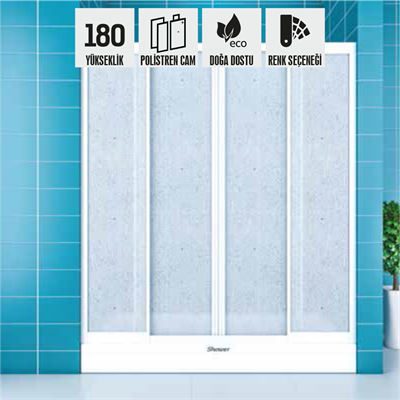 SHOWER PLATON İki Duvar Arası 2 Sabit 2 Çalışır Tekne Üzeri Polistren Kabin