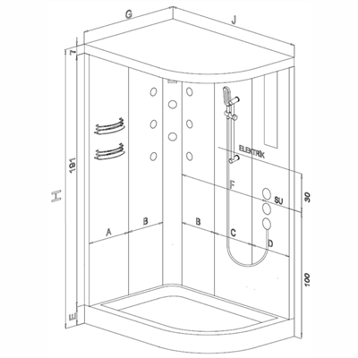 SHOWER RAIN Asimetrik Tekne Üzeri Kompakt Sistem