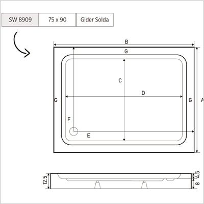 SHOWER Riva Dikdörtgen Dus Teknesı, Monoblok