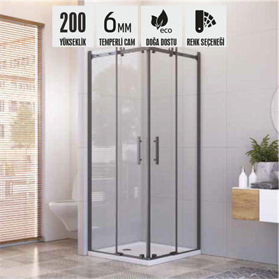 SHOWER ROYAL 2 Sabit 2 Çalışır Köşe Girişli Tekne Üzeri Kare Kabin