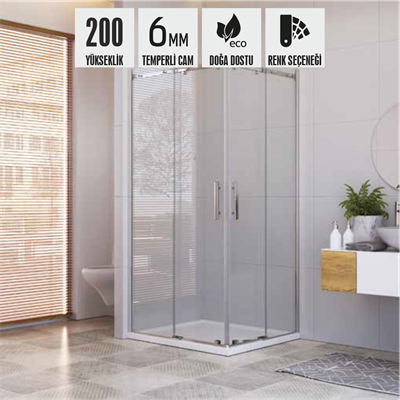 SHOWER ROYAL 2 Sabit 2 Çalışır Köşe Girişli Tekne Üzeri Dikdörtgen Kabin