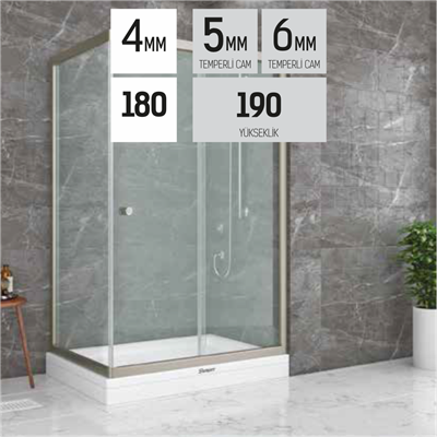 SHOWER SATURN 1 Sabit 1 Çalışır Yan Panelli,Tekne Üzeri Kabin