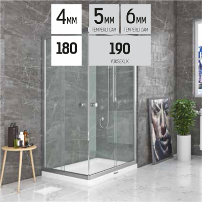 SHOWER SATURN 2 Sabit 2 Çalışır Dikdörtgen Tekne Üzeri Kabin