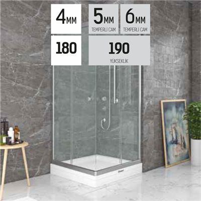 SHOWER SATURN 2 Sabit 2 Çalışır Kare Tekne Üzeri Kabin