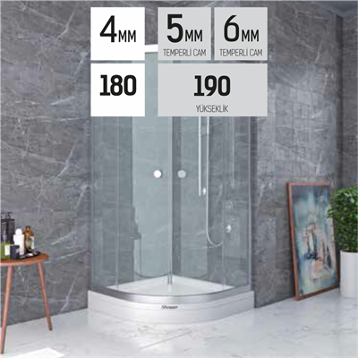 SHOWER SATURN 2 Sabit 2 Çalışır Oval Tekne Üzeri Kabin