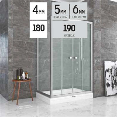 SHOWER SATURN 2 Sabit 2 Çalışır Yan Panelli,Tekne Üzeri Kabin