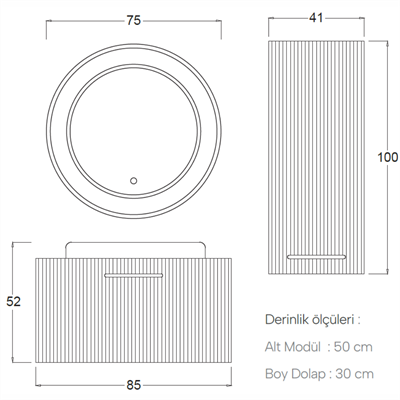 SHOWER SILA Banyo Dolabı 85 Cm (Boy Dolabı Dahil Değildir.)