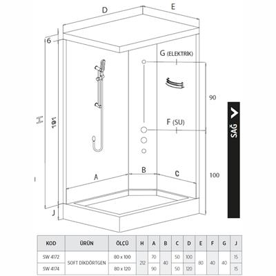 SHOWER SOFT Dikdörtgen Kompakt Sistem