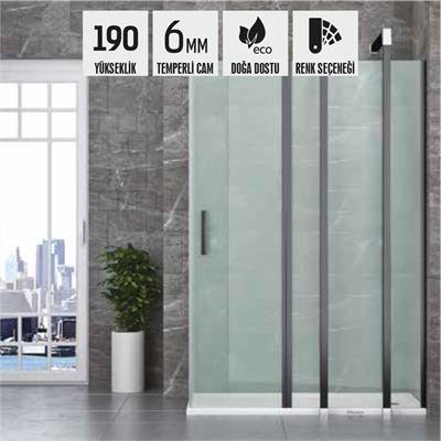 SHOWER SPECIAL 1 Sabit 1 Açılır Yan Panelli Ön Cephe Girişli, Dikdörtgen Kabin