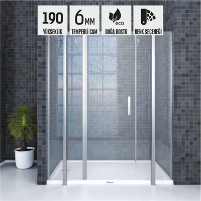 SHOWER SPECIAL İki Duvar Arası 2 Sabit 1 Açılır Kabin