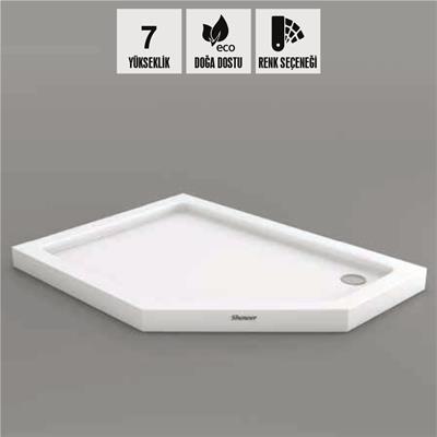 SHOWER Stumpy Beşgen Sağ - Sol Duş Teknesi, Flat