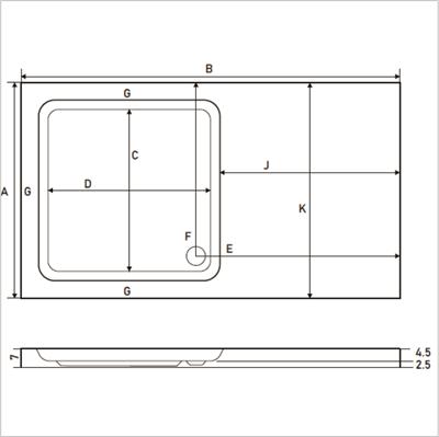 SHOWER Tree Özel Kesım Dikdörtgen Duş Teknesi, Flat