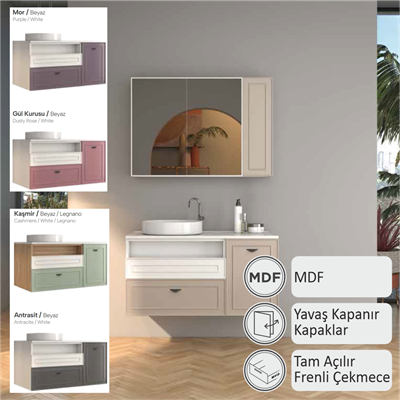 SHOWER TRIO Banyo Dolabı 100 Cm (Boy Dolabı Dahil Değildir.)