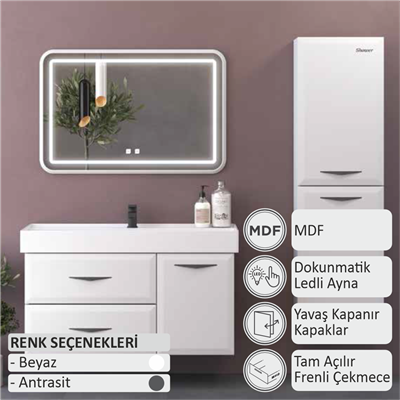 SHOWER TRUVA Banyo Dolabı 100 Cm (Boy Dolabı Dahil Değildir.)