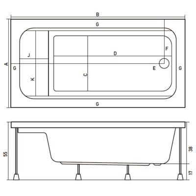 SHOWER TUYA Dikdörtgen Oturmalı Küvet