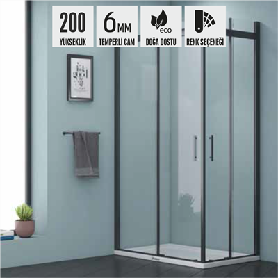 SHOWER URANÜS 2 Sabit 2 Çalışır Köse Girışli Tekne Üzeri Dikdörtgen Kabin