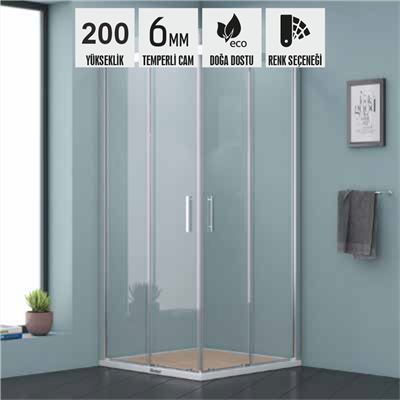SHOWER URANÜS 2 Sabit 2 Çalışır Köse Girışli Tekne Üzeri Kare Kabin