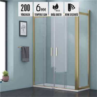 SHOWER URANÜS 2 Sabit 2 Çalışır Yan Panelli Kabin