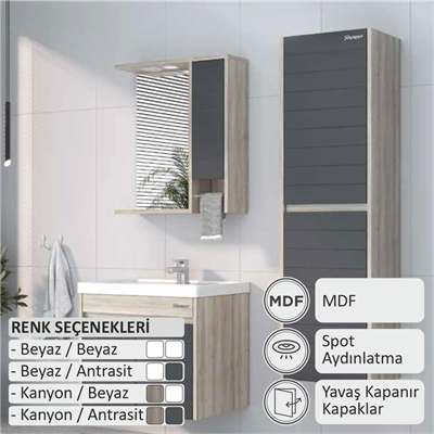 SHOWER VESTA Banyo Dolabı 80 Cm (Boy Dolabı Dahil Değildir.)