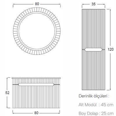 SHOWER ZARA Banyo Dolabı 80 Cm (Boy Dolabı Dahil Değildir.)