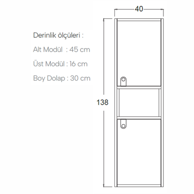 SHOWER ZARIA Boy Dolabı 