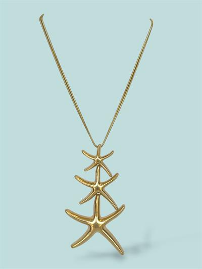 3Lü Deniz Yıldızı Kolye Gold