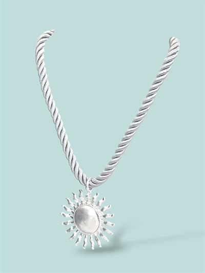 Güneş Kolye Silver Kordon Halat İpli