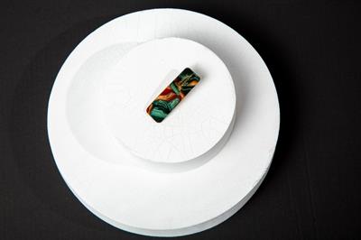 Kemik Yeşil Kahve France Handmade Baskılı Kıskaç Küt Toka