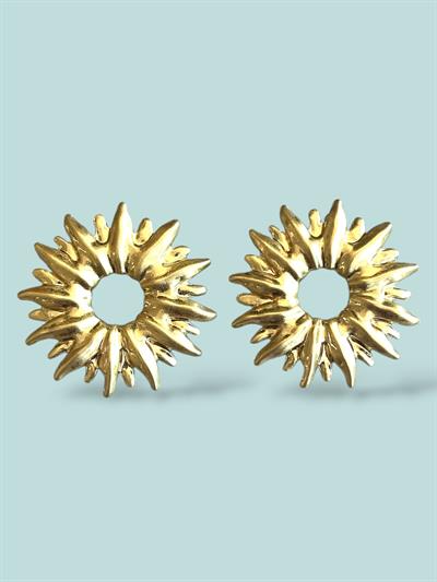 Retro Güneş Tasarım Gold Küpe