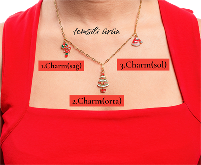 Yeni Yıl Çelik Zincir Charm 3lü Kolye