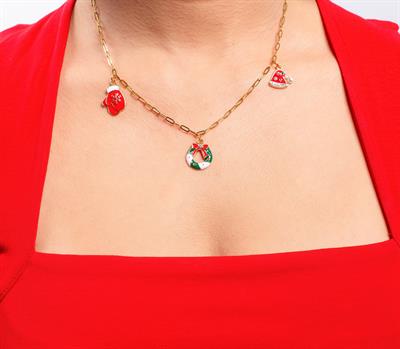 Yeni Yıl Çelik Zincir Charm 3lü Kolye