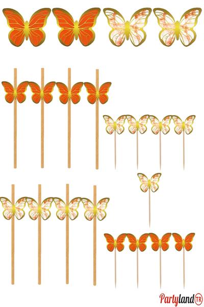 Kelebek Kürdan Pipet Pasta Süsü Set