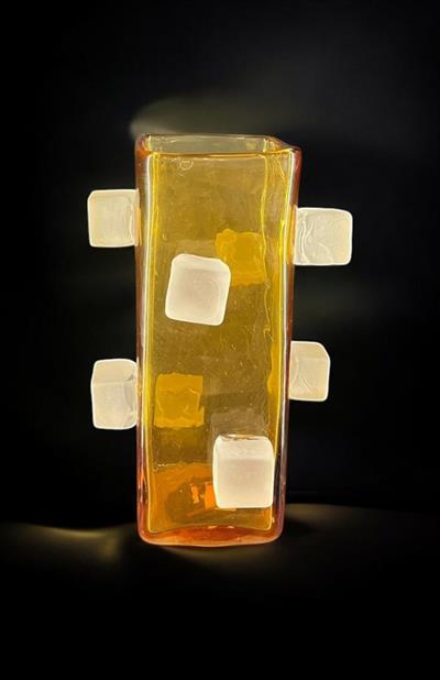 Amber Blok – Modern Sanat Cam Vazo 17,5X17,5X28
