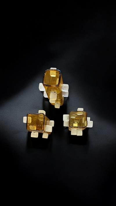 Amber Blok – Modern Sanat Cam Vazo 17,5X17,5X28