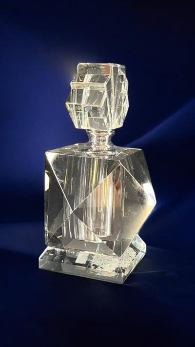 Dekoratif Kristal Cam Parfüm Şişesi Biblo | Lüks Vitrin ve Masa Aksesuarı (10x10x17 cm / 8x8x14 cm)