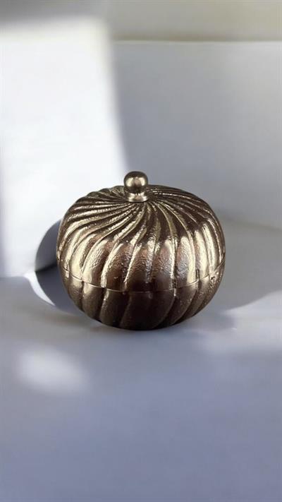 Döküm Metal Kapaklı Dekoratif Kutu | Vintage Gold Spiral Tasarım