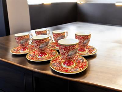 Klasik Sanat 6 Kişilik Lüks Türk Kahvesi Fincan Takımı (12 Parça)