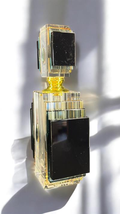 Lüks Dekoratif Kristal Parfüm Şişesi Biblo | Altın Detaylı Modern Tasarım (9x4x17 cm & 10x5x20 cm)