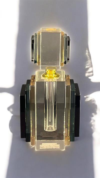 Lüks Dekoratif Kristal Parfüm Şişesi Biblo | Altın Detaylı Modern Tasarım (9x4x17 cm & 10x5x20 cm)