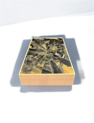 Mozaik Desenli Dekoratif Kutu – Doğal Taş Efektli, Ahşap İç Hazneli (23x15x5 cm)