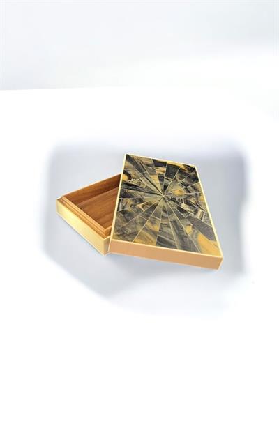 Mozaik Desenli Dekoratif Kutu – Doğal Taş Efektli, Ahşap İç Hazneli (23x15x5 cm)