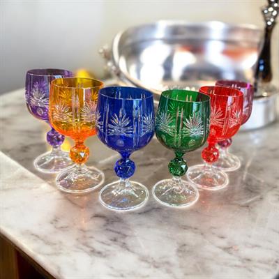 Renkli Kristal Kadeh Seti – 6lı Vintage Koleksiyon