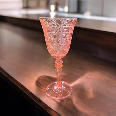 Renkli El Kesimi Kristal Goblet Kadeh Seti – 6lı Zarif Desenli Seri