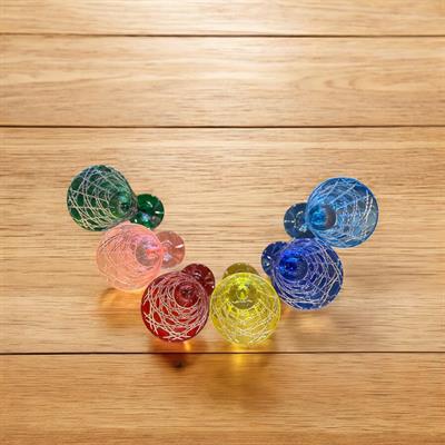 Renkli El Kesimi Kristal Goblet Kadeh Seti – 6lı Zarif Desenli Seri